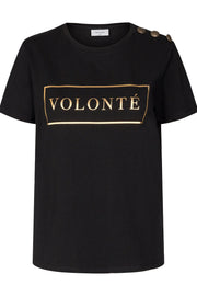 Volonte Tee | Sort | T-shirt med guldprint fra Freequent