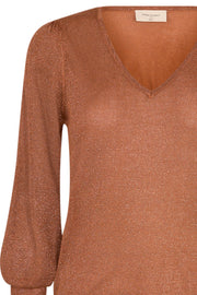 Luretta V Pullover | Bronze | Pullover med glimmer fra Freequent