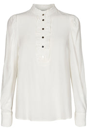 April Shirt | Off White | Bluse med flæse fra Freequent