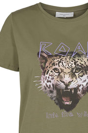 Foxy Tee | Burnt Olive | T-shirt med leopard fra Freequent
