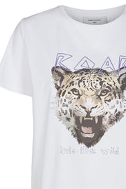 Foxy Tee | White | T-shirt med leopard fra Freequent