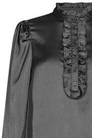 April Shirt Dobby | Black | Skjorte med flæser fra Freequent