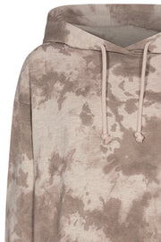 Relaxed Pu Hoodie Tiedye | Silver Mink Melange Mix | Bluse fra Freequent