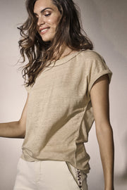 Ina sequin tee | Safari | T-shirt med palietter fra Mos Mosh