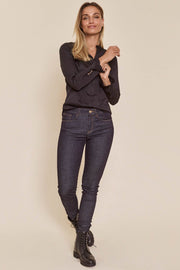 Alli Cover Jeans | Dark Blue | Højttaljet slim fit jeans fra Mos Mosh