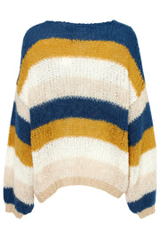 Kala Knit Cardigan Wool | Dusty Blue / Ocker | Strik cardigan fra Noella