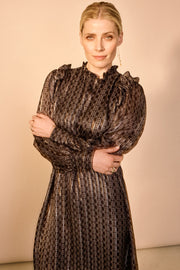 Randi Tile Dress | Black | Kjole med mønster fra Mos Mosh