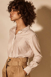 Karli Stripe Shirt | Toasted Coconut | Skjorte fra Mos Mosh