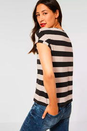 YDS Basic Shirt | Antracite Melange | Stribet t-shirt fra Street One