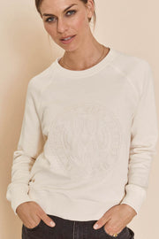 Ace Embroidery Sweatshirt | Ecru | Sweatshirt fra Mos Mosh