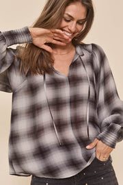 Eisa Check Blouse | Smoked Pearl | Bluse fra Mos Mosh