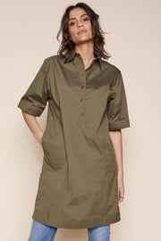 Carlee 3/4 Shirt Dress | Ivy Green | Kjole fra Mos Mosh