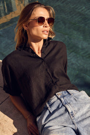 Aven SS Linen Shirt | Black | Skjorte fra Mos Mosh