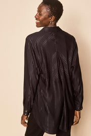 Enola Shine Stipe Shirt | Black | Skjorte fra Mos Mosh