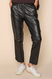 Zabel Leather Sweatpant l Black l Bukser fra Mos Mosh
