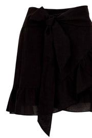 Bella Linen Skirt | Black | Nederdel med bindebånd fra NEO NOIR