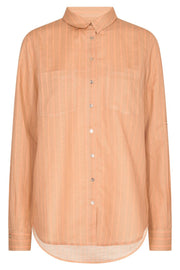 Kaia Stripe Linen Shirt | Tan | Skjorte fra Mos Mosh