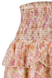 Carin Golden Sunset Skirt | Lysegul | Nederdel med print fra Neo Noir