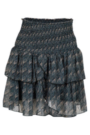 Carin Feather Skirt | Light petroleum | Nederdel med print fra Neo Noir