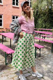 Polka Skirt | Green | Prikket nederdel fra Black Colour