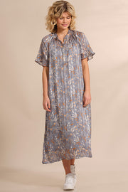 Oline Dress | Blue | Lang kjole med print fra Prepair