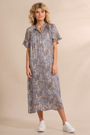 Oline Dress | Blue | Lang kjole med print fra Prepair