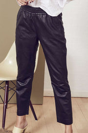 Shiloh Crop Leather Pant | Black | Læder bukser fra Co'Couture