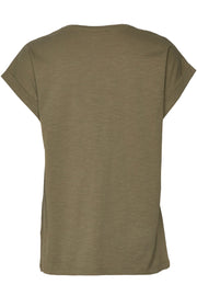 Viva-V-SS-Pocket-Color | Dusty olive | T-Shirt fra Freequent