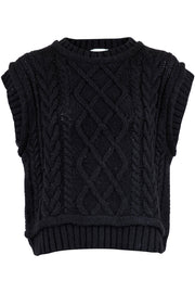 Malley Cable Knit Waistcoat | Black | Strik vest fra Neo Noir