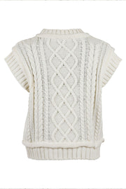 Malley Cable Knit Waistcoat | Off white | Strik vest fra Neo Noir
