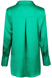 Margit Crepe Satin Shirt | Green | Skjorte fra Neo Noir