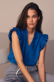 Callum Frill Top | New Blue | Top fra Co'couture