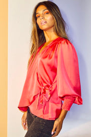 Leika Wrap Blouse | Flame | Skjorte fra Co'couture