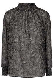 Manic Smock Blouse | Sort | Bluse med print fra Co'Couture