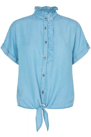 Rosie Shirt Tie Frill | Light Blue | Bluse fra Freequent