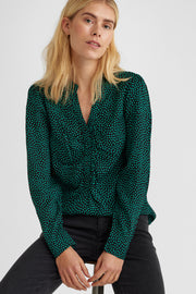 Adney Blouse | Black w. Pepper Green | Bluse fra Freequent