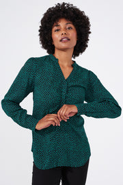 Adney Blouse | Black w. Pepper Green | Bluse fra Freequent