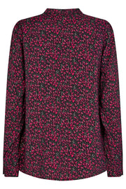 Norma Blouse | Black w. Cerise | Bluse fra Freequent