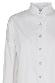 Susan Ls Frill Shirt | White | Lang skjorte fra Liberté