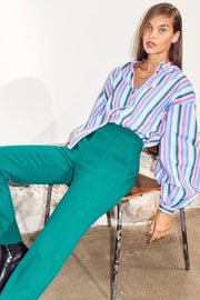 Celina Multi Stripe Shirt | Sky Blue | Skjorte fra  Co'Couture