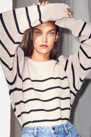 Row Stripe Puff knit| Bone | Stribet strik fra Co'couture