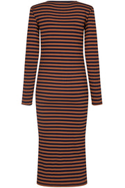 Natalia Ls Dress | Brown Navy Stripe | Kjole fra Liberté