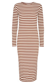 Natalia LS Dress | Choco Creme Stripe | Kjole fra Liberté