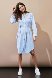 Oriana Shirt Dress Stripe Mix | Chambray blue mix| Kjole fra Freequent