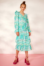 Mabel Dress | Green Swirl Art Print | Kjole fra Hunkön