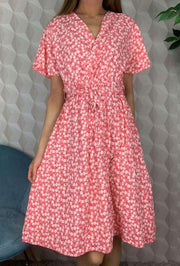 Bloomish Dress | Coral | Wrap kjole fra State Bird