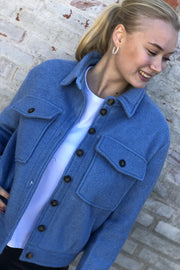 Rosalie Wool Coat | Sky Blue | Kort uld jakke fra Co'Couture