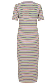 Natalia Ss Dress | Multi Grey Stripe | Kjole fra Liberté
