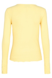 Natalia Ls Round Neck  Blouse | Yellow | Bluse fra Liberté