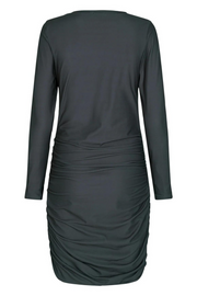 Alma Long dress | Dark Grey | Kjole med rynker fra Liberté